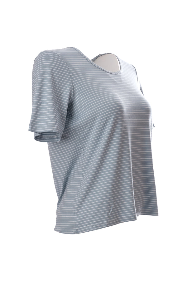 Canel Minimalist Çizgili Kısa Kol Kadın T-Shirt - Günlük Kullanım