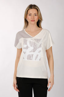 Daıdo Kadın V Yaka Kısa Kol Minimalist T-Shirt - Günlük Kullanım