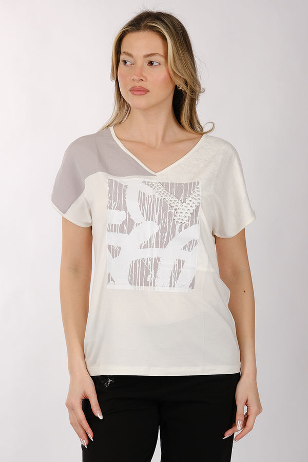 Daıdo Kadın V Yaka Kısa Kol Minimalist T-Shirt - Günlük Kullanım