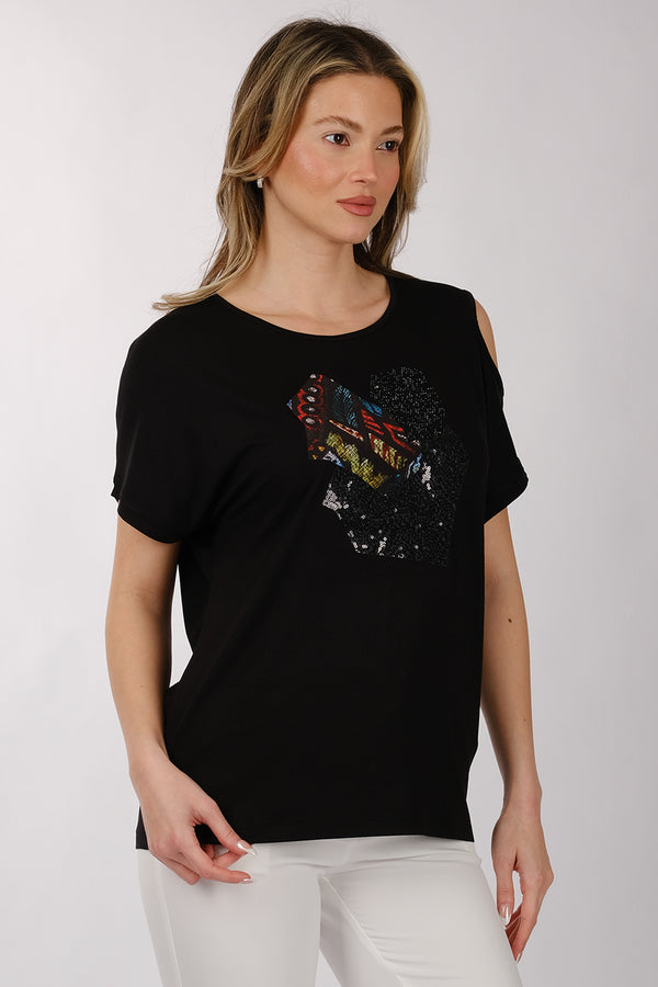 Daido Oversize Omuz Detaylı Kısa Kol Minimalist Kadın T-Shirt
