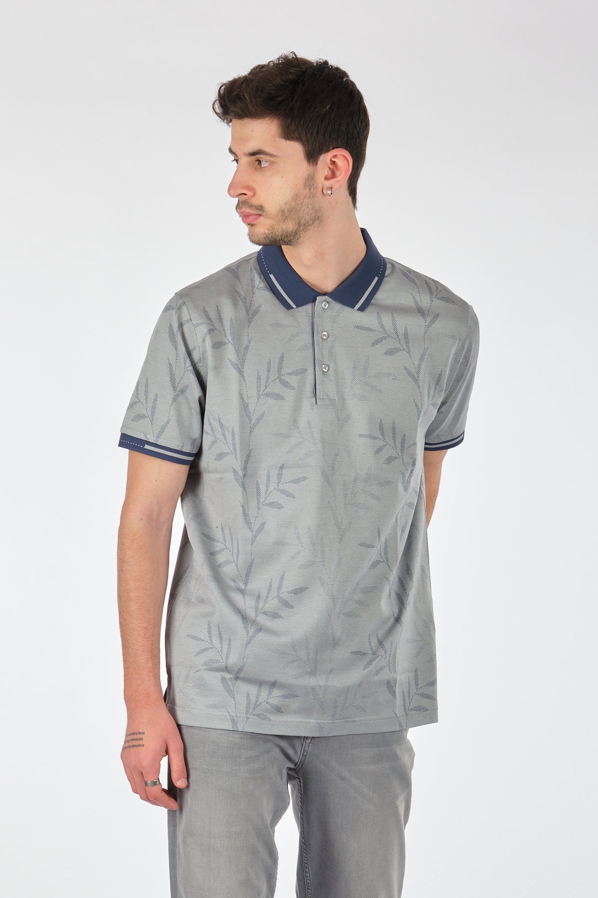 Ecer Erkek Polo Yaka Kısa Kol Tişört - Minimalist Desen - Günlük Stil Main image