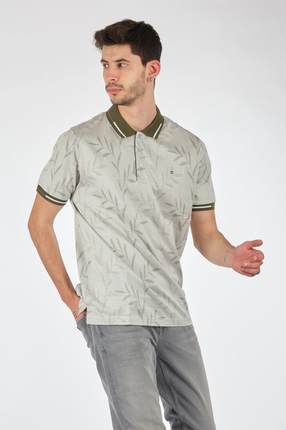 Ecer Erkek Polo Yaka Kısa Kol Tişört - Minimalist Desen - Günlük Stil