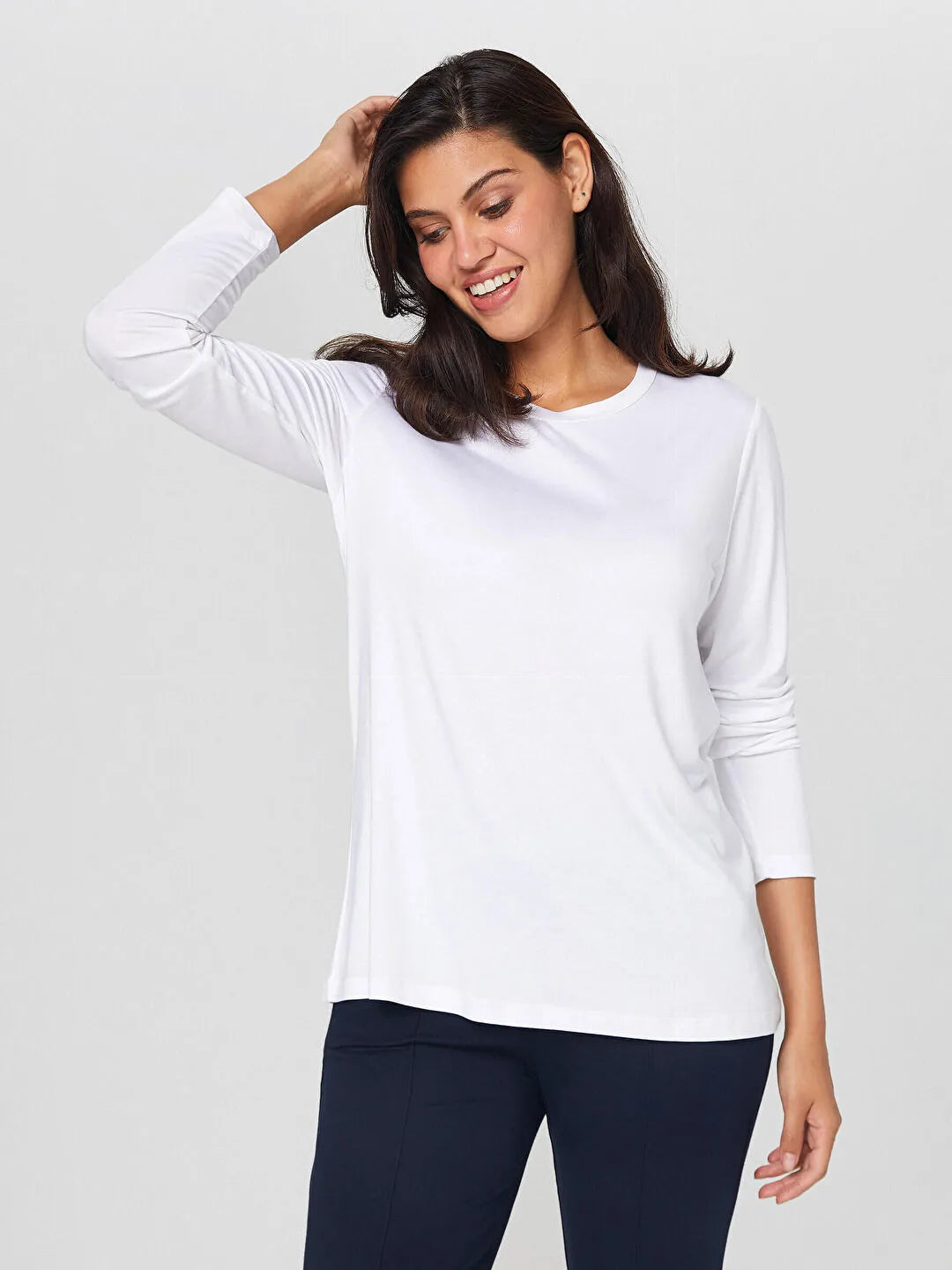 Faik Sönmez Minimalist Oversize Uzun Kol Kadın T-Shirt - Günlük Şıklık