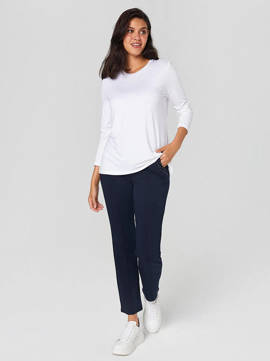 Faik Sönmez Minimalist Oversize Uzun Kol Kadın T-Shirt - Günlük Şıklık