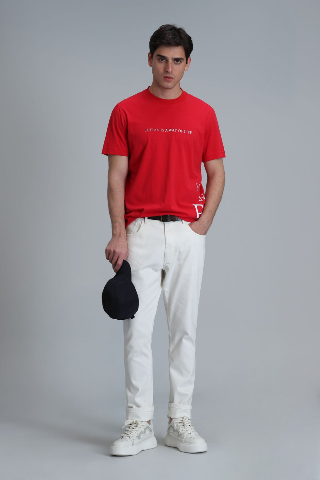 Lufian Oversize Kısa Kol Yuvarlak Yaka Erkek T-Shirt - Minimalist Stil