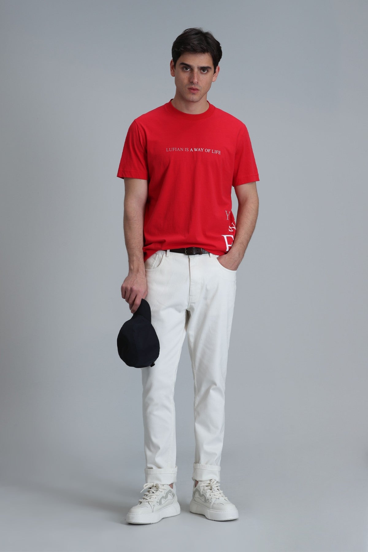 Lufian Oversize Kısa Kol Yuvarlak Yaka Erkek T-Shirt - Minimalist Stil