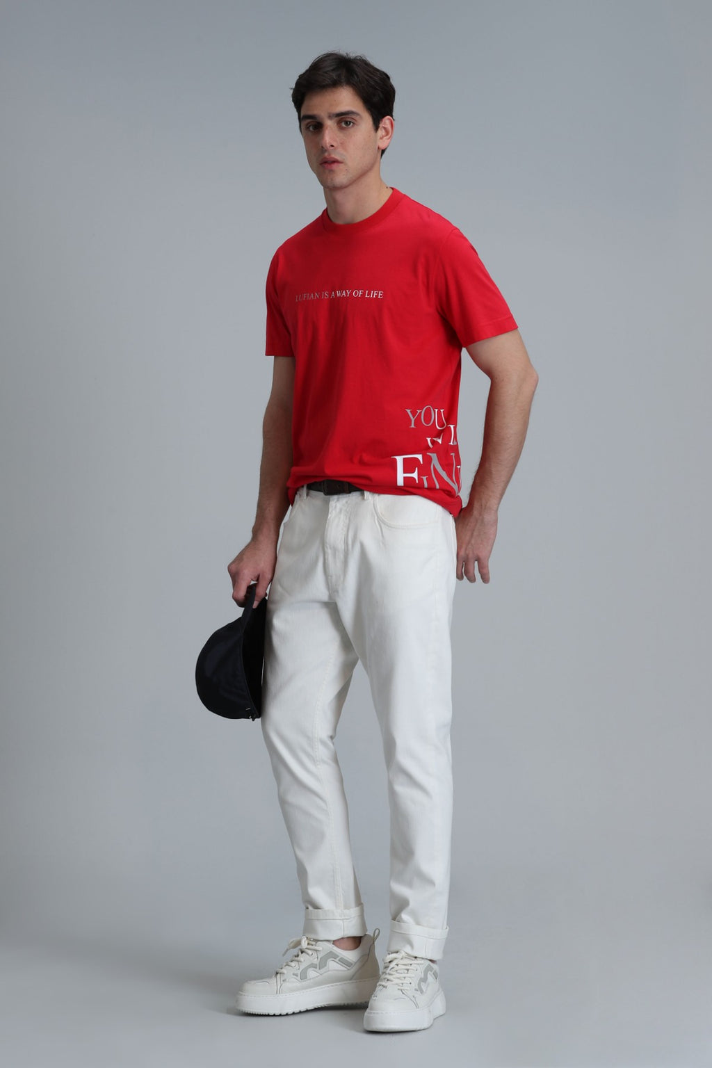 Lufian Oversize Kısa Kol Yuvarlak Yaka Erkek T-Shirt - Minimalist Stil