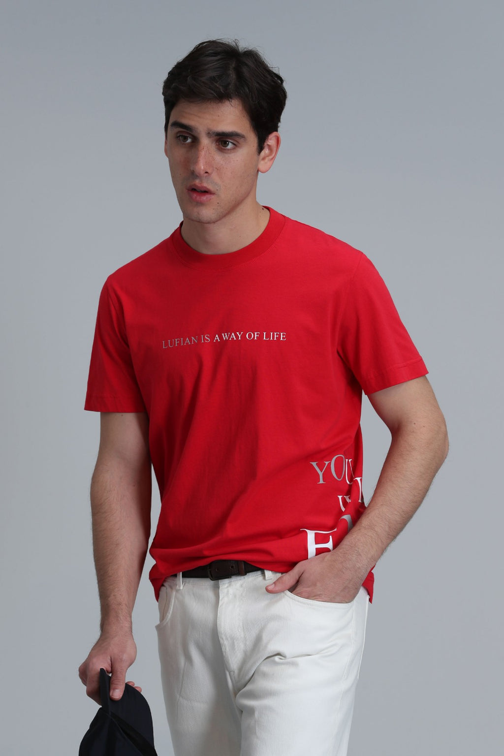 Lufian Oversize Kısa Kol Yuvarlak Yaka Erkek T-Shirt - Minimalist Stil