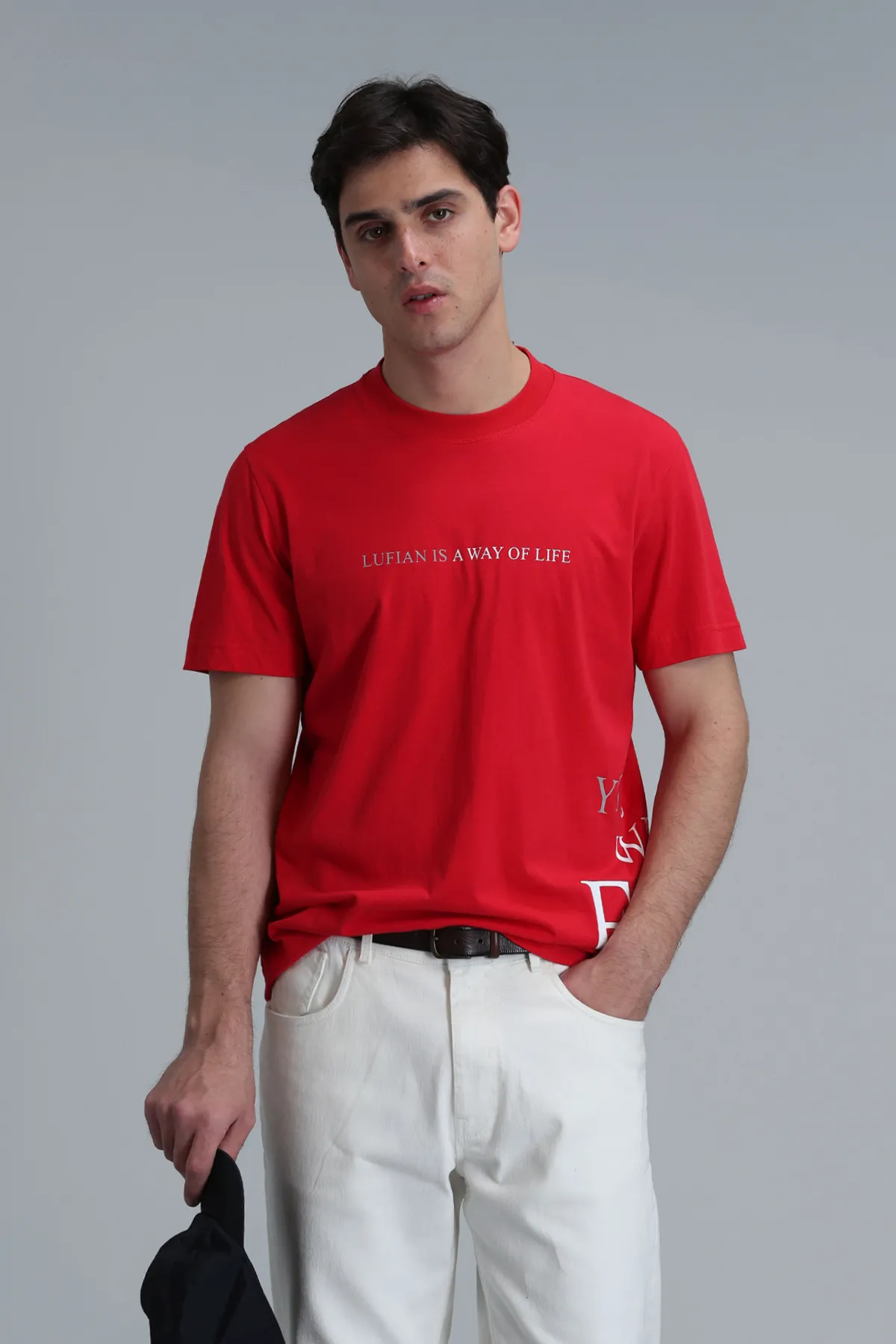 Lufian Oversize Kısa Kol Yuvarlak Yaka Erkek T-Shirt - Minimalist Stil