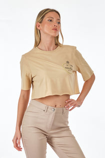 Only Oversize Crop T-Shirt - Kısa Kol, Yuvarlak Yaka, Günlük Kullanım