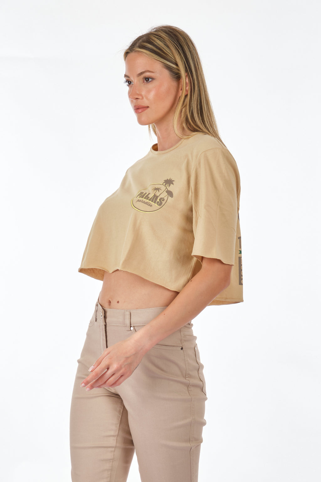 Only Oversize Crop T-Shirt - Kısa Kol, Yuvarlak Yaka, Günlük Kullanım