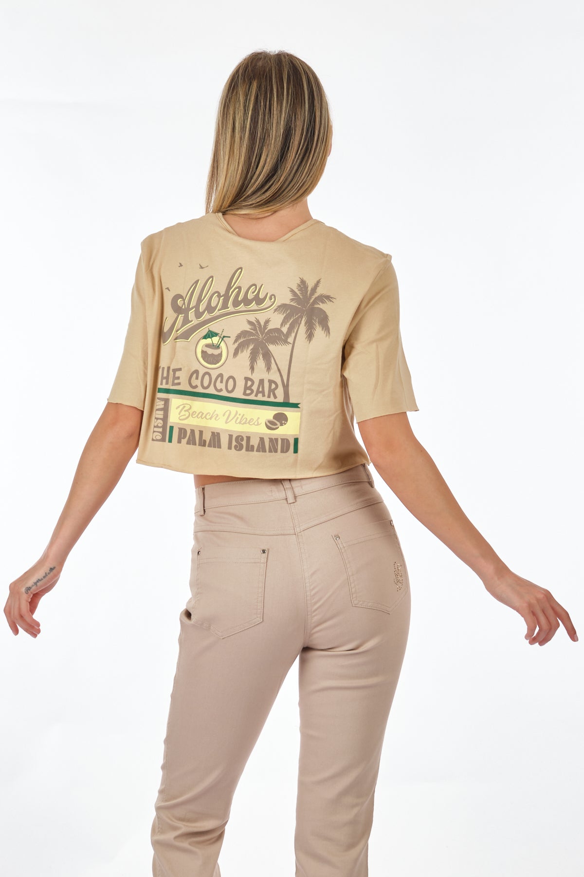 Only Oversize Crop T-Shirt - Kısa Kol, Yuvarlak Yaka, Günlük Kullanım