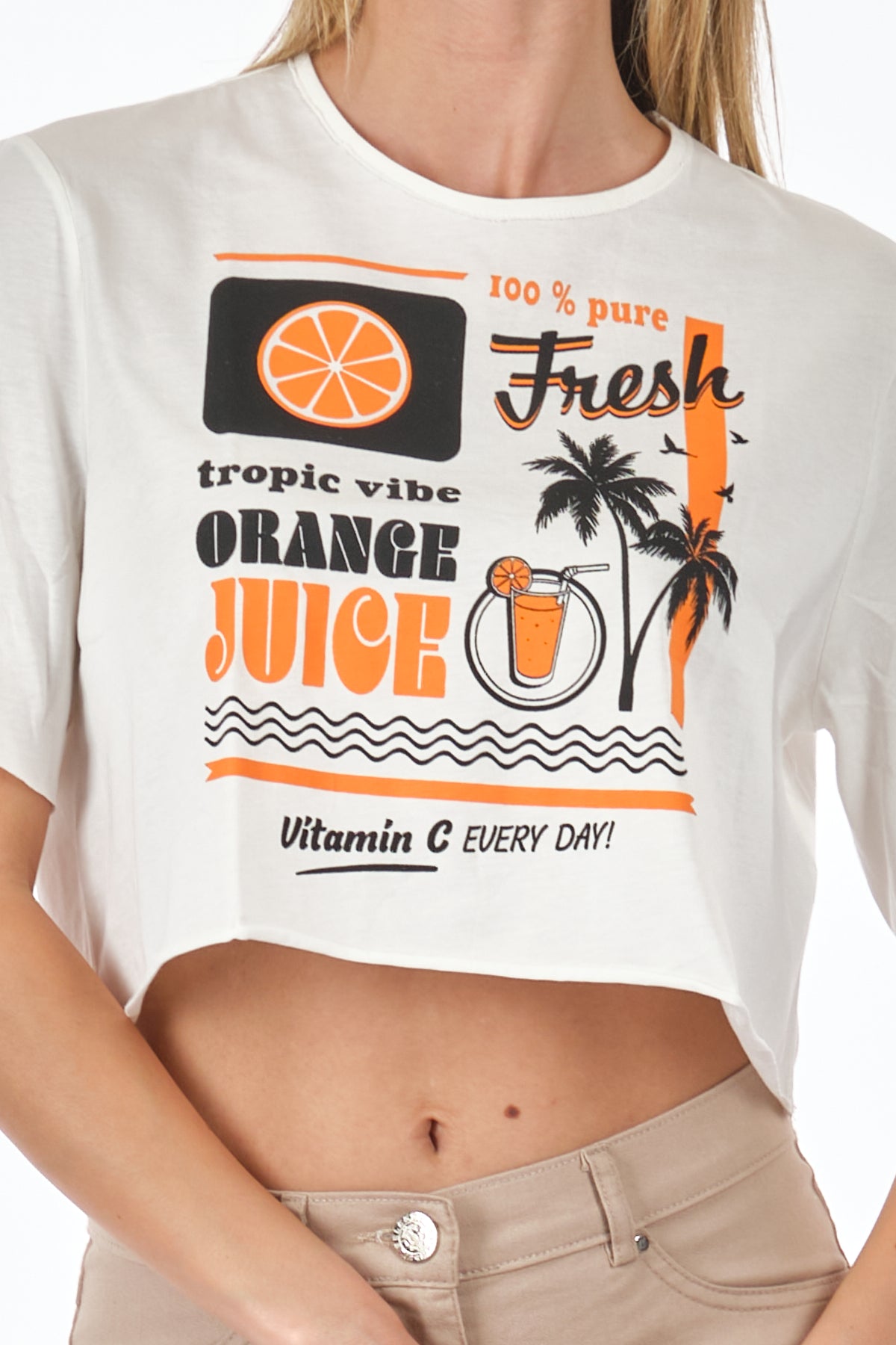 Only Oversize Crop T-Shirt - Kısa Kol, Yuvarlak Yaka, Günlük Kullanım