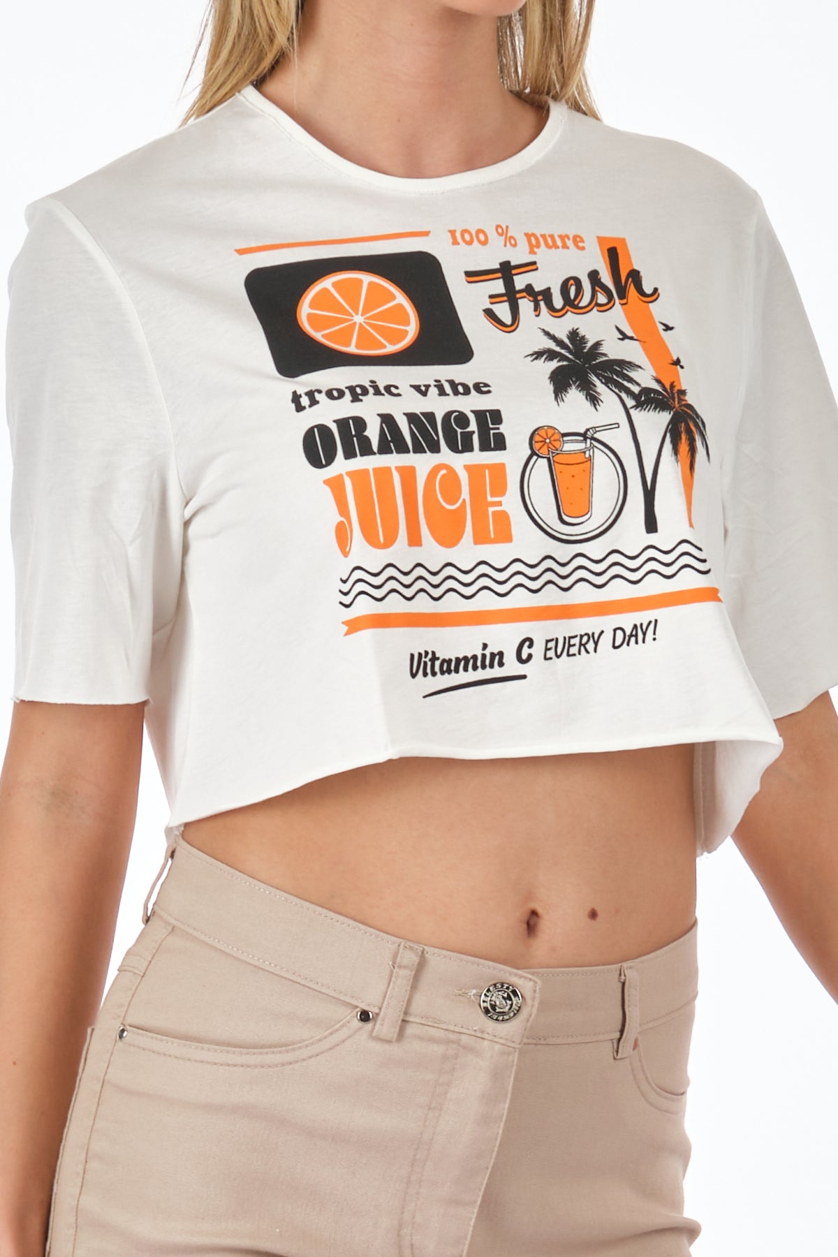 Only Oversize Crop T-Shirt - Kısa Kol, Yuvarlak Yaka, Günlük Kullanım