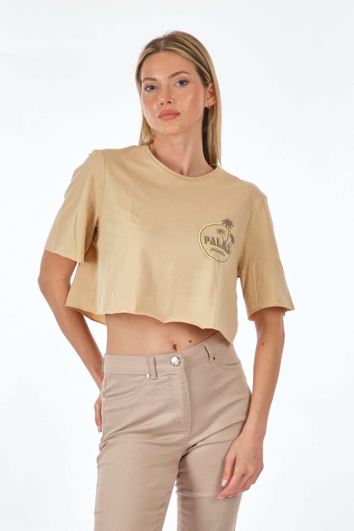 Only Oversize Crop T-Shirt - Kısa Kol, Yuvarlak Yaka, Günlük Kullanım Main image