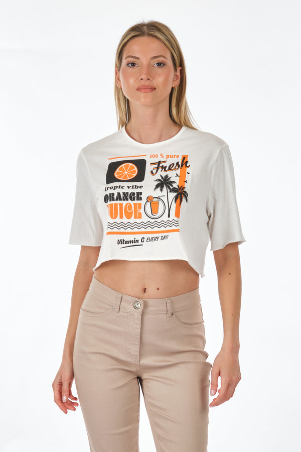 Only Oversize Crop T-Shirt - Kısa Kol, Yuvarlak Yaka, Günlük Kullanım