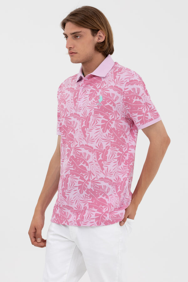 U.S. Polo Assn. Erkek Tropikal Desenli Polo Yaka Kısa Kol T-Shirt