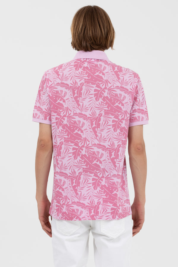 U.S. Polo Assn. Erkek Tropikal Desenli Polo Yaka Kısa Kol T-Shirt