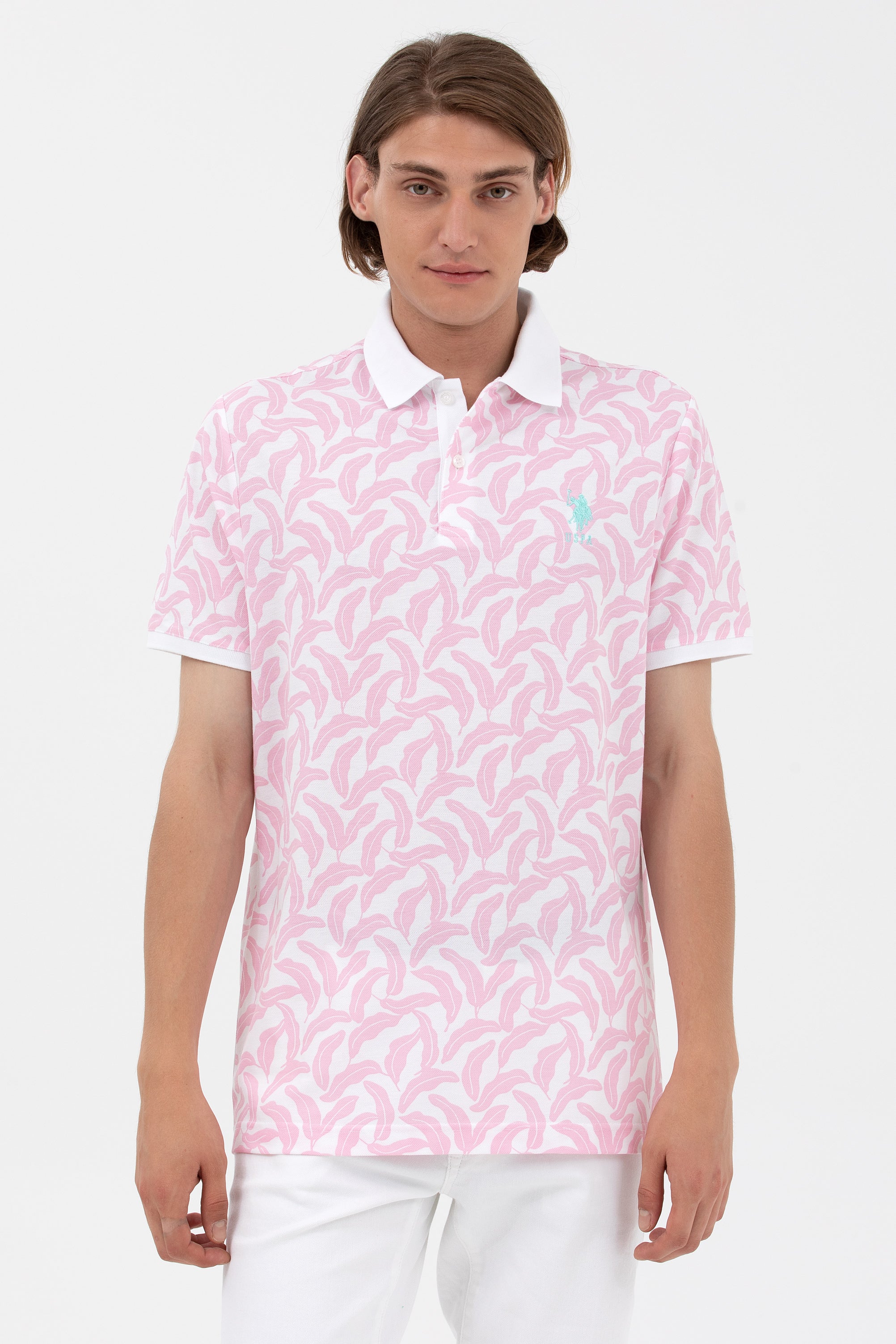 U.S. Polo Assn. Erkek Kısa Kol Polo Yaka Desenli T-Shirt - Regular Fit Main image