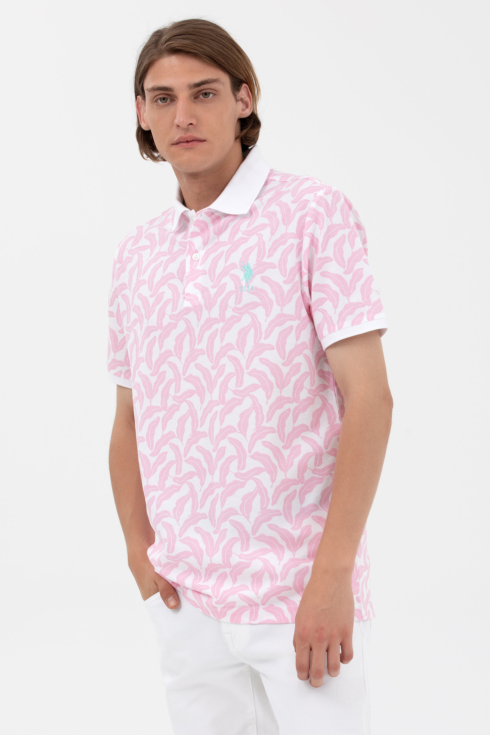 U.S. Polo Assn. Erkek Kısa Kol Polo Yaka Desenli T-Shirt - Regular Fit Secondary image