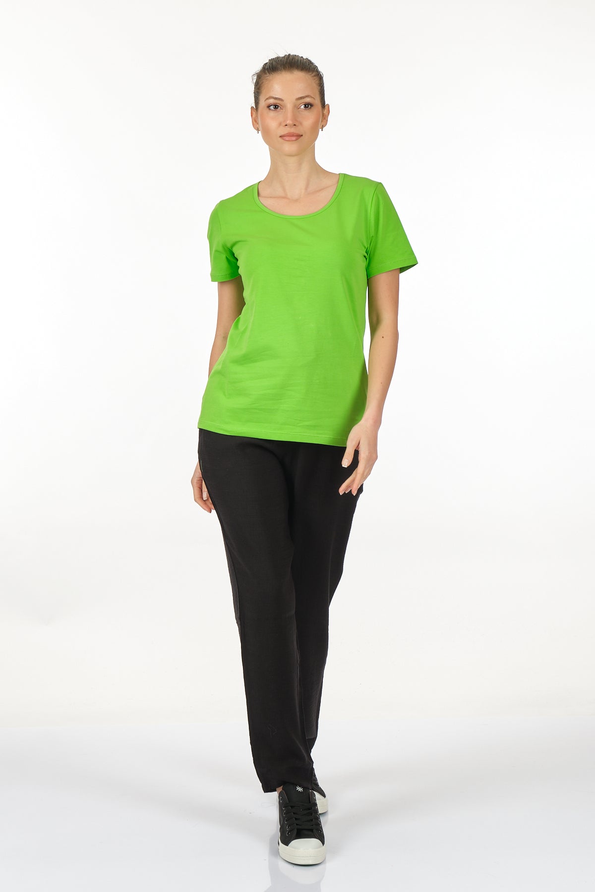 Vedi Minimalist Kadın T-Shirt - Kısa Kol Yuvarlak Yaka - Günlük