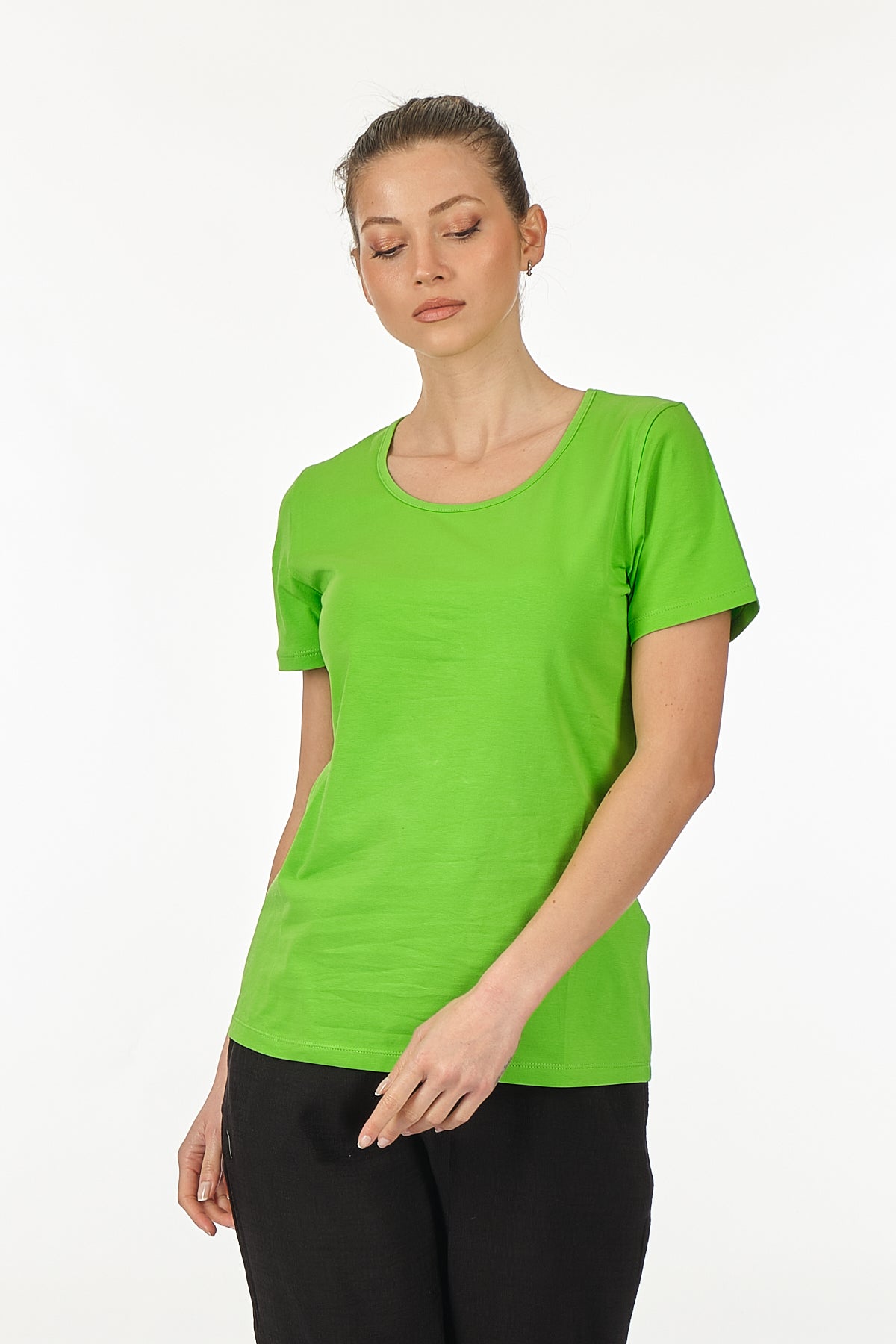 Vedi Minimalist Kadın T-Shirt - Kısa Kol Yuvarlak Yaka - Günlük