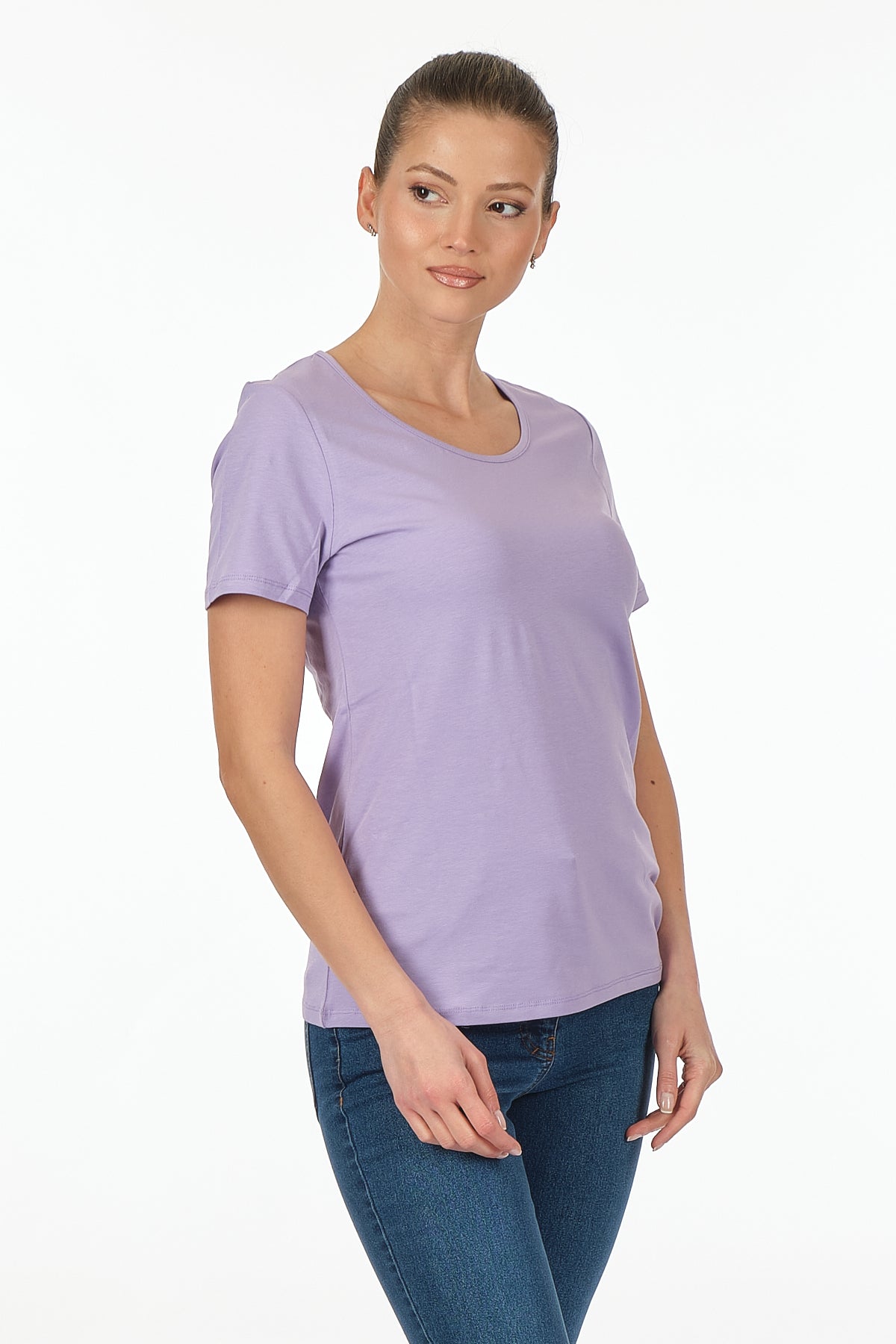 Vedi Minimalist Kadın T-Shirt - Kısa Kol Yuvarlak Yaka - Günlük