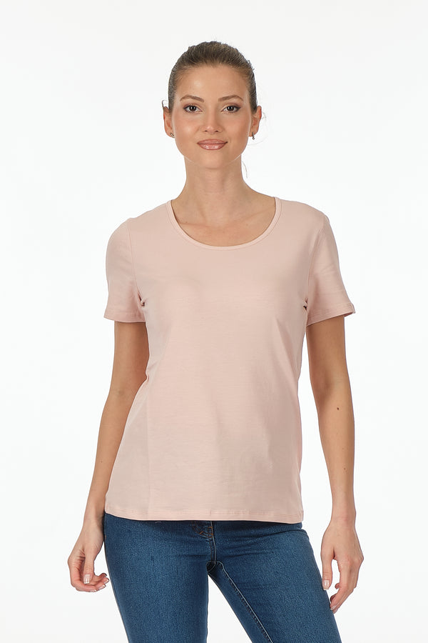 Vedi Minimalist Kadın T-Shirt - Kısa Kol Yuvarlak Yaka - Günlük