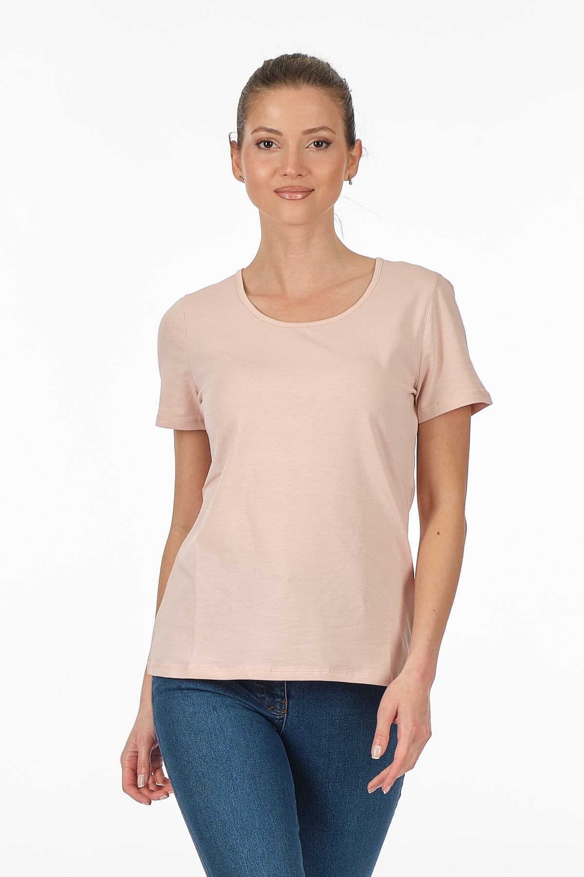 Vedi Minimalist Kadın T-Shirt - Kısa Kol Yuvarlak Yaka - Günlük