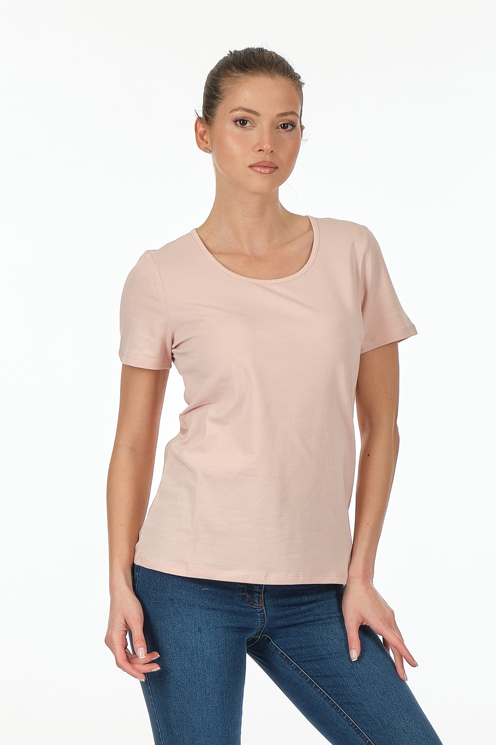 Vedi Minimalist Kadın T-Shirt - Kısa Kol Yuvarlak Yaka - Günlük