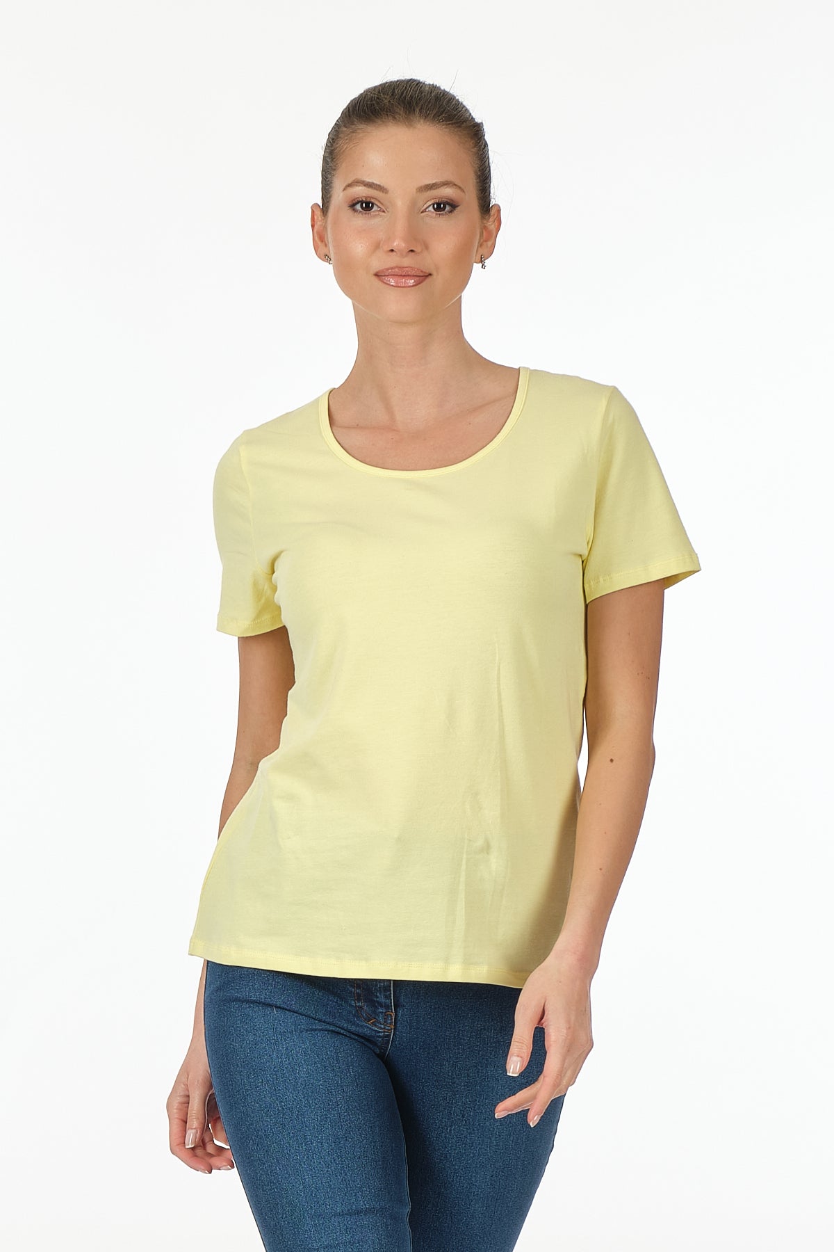 Vedi Minimalist Kadın T-Shirt - Kısa Kol Yuvarlak Yaka - Günlük