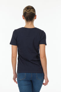 Vedi Minimalist Kadın T-Shirt - Kısa Kol Yuvarlak Yaka - Günlük