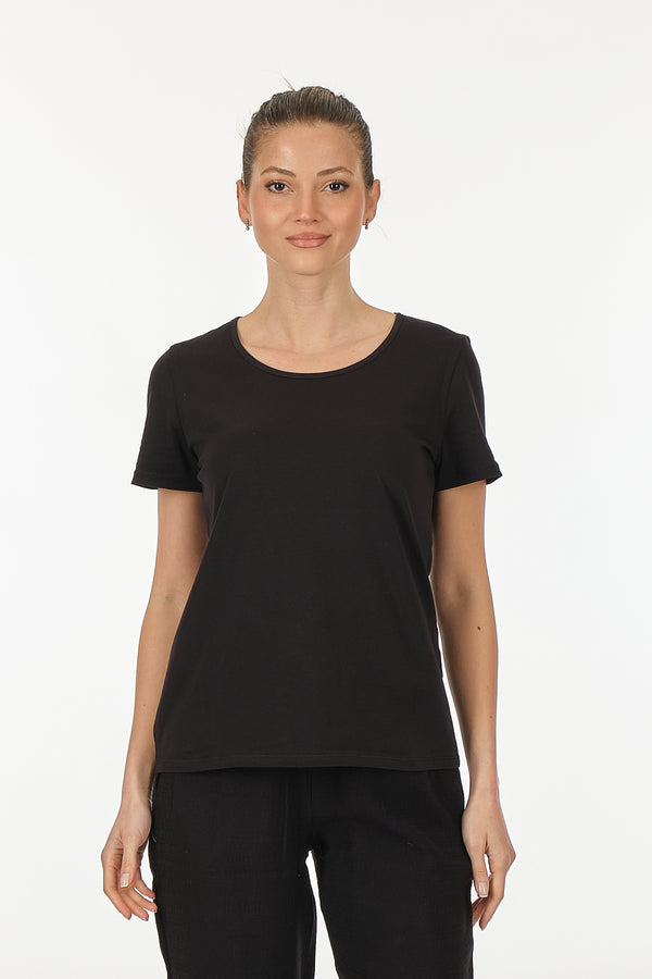 Vedi Minimalist Kadın T-Shirt - Kısa Kol Yuvarlak Yaka - Günlük