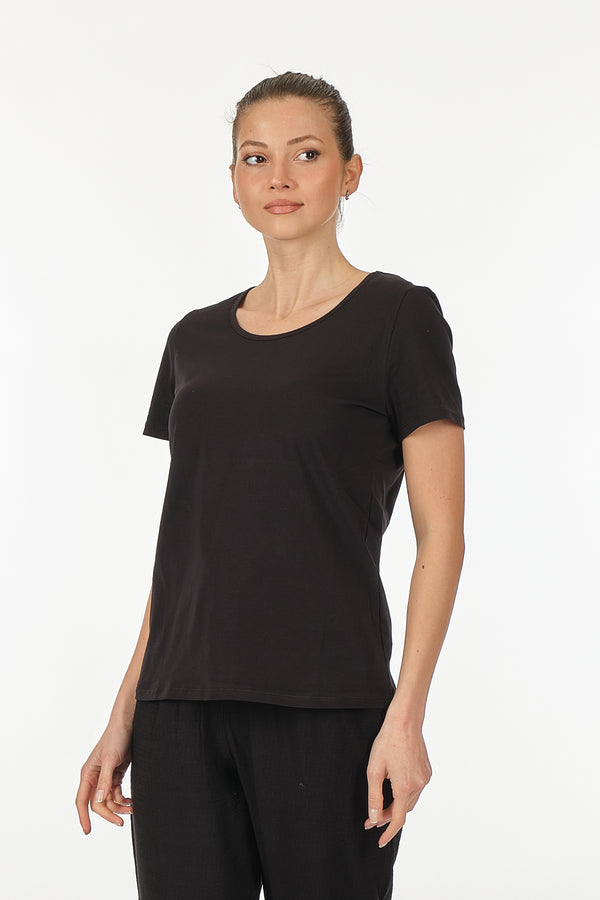 Vedi Minimalist Kadın T-Shirt - Kısa Kol Yuvarlak Yaka - Günlük
