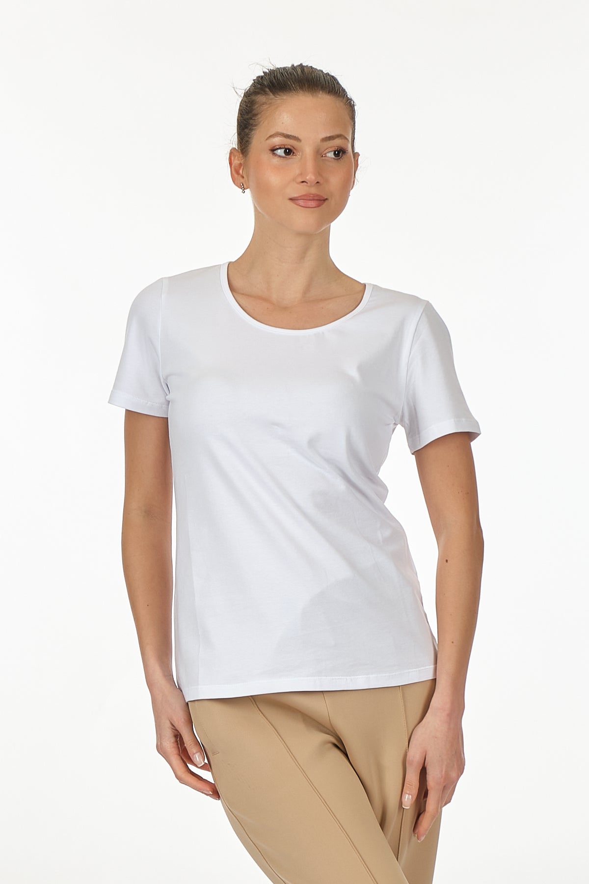 Vedi Minimalist Kadın T-Shirt - Kısa Kol Yuvarlak Yaka - Günlük
