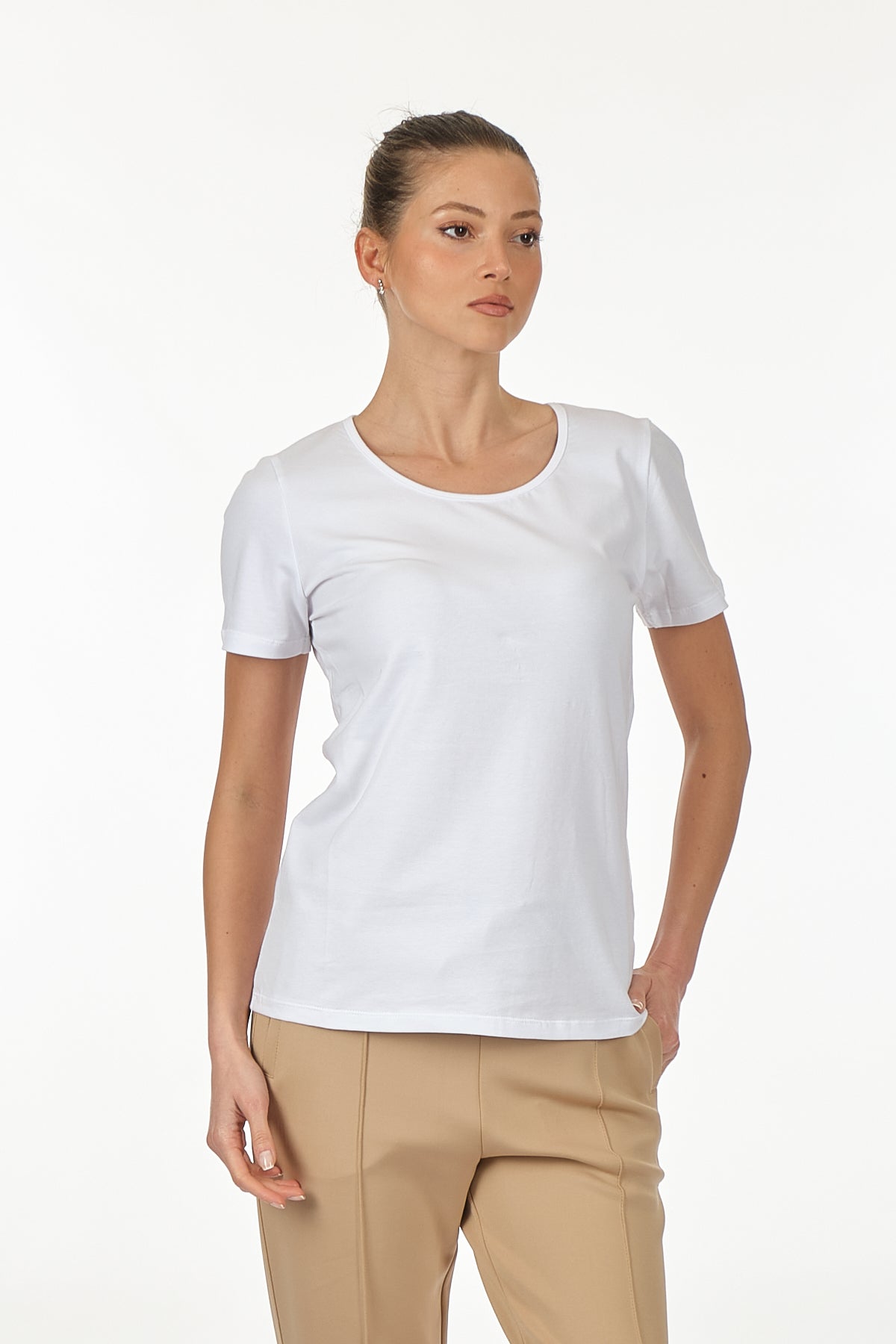 Vedi Minimalist Kadın T-Shirt - Kısa Kol Yuvarlak Yaka - Günlük