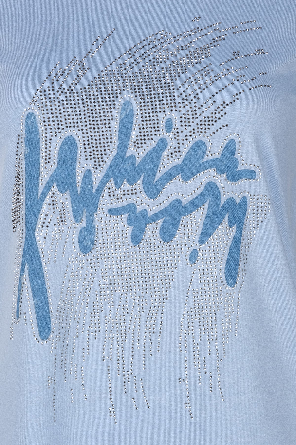 Vedi Minimalist Taş Detaylı Kadın T-Shirt - Kısa Kol Yuvarlak Yaka