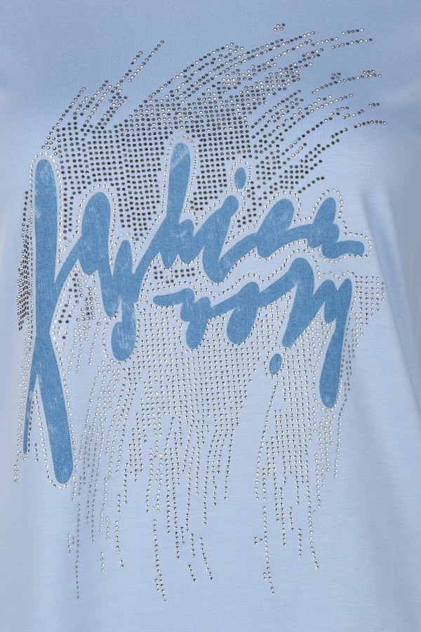 Vedi Minimalist Taş Detaylı Kadın T-Shirt - Kısa Kol Yuvarlak Yaka