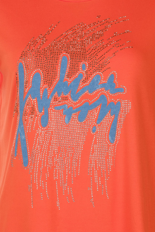 Vedi Minimalist Taş Detaylı Kadın T-Shirt - Kısa Kol Yuvarlak Yaka
