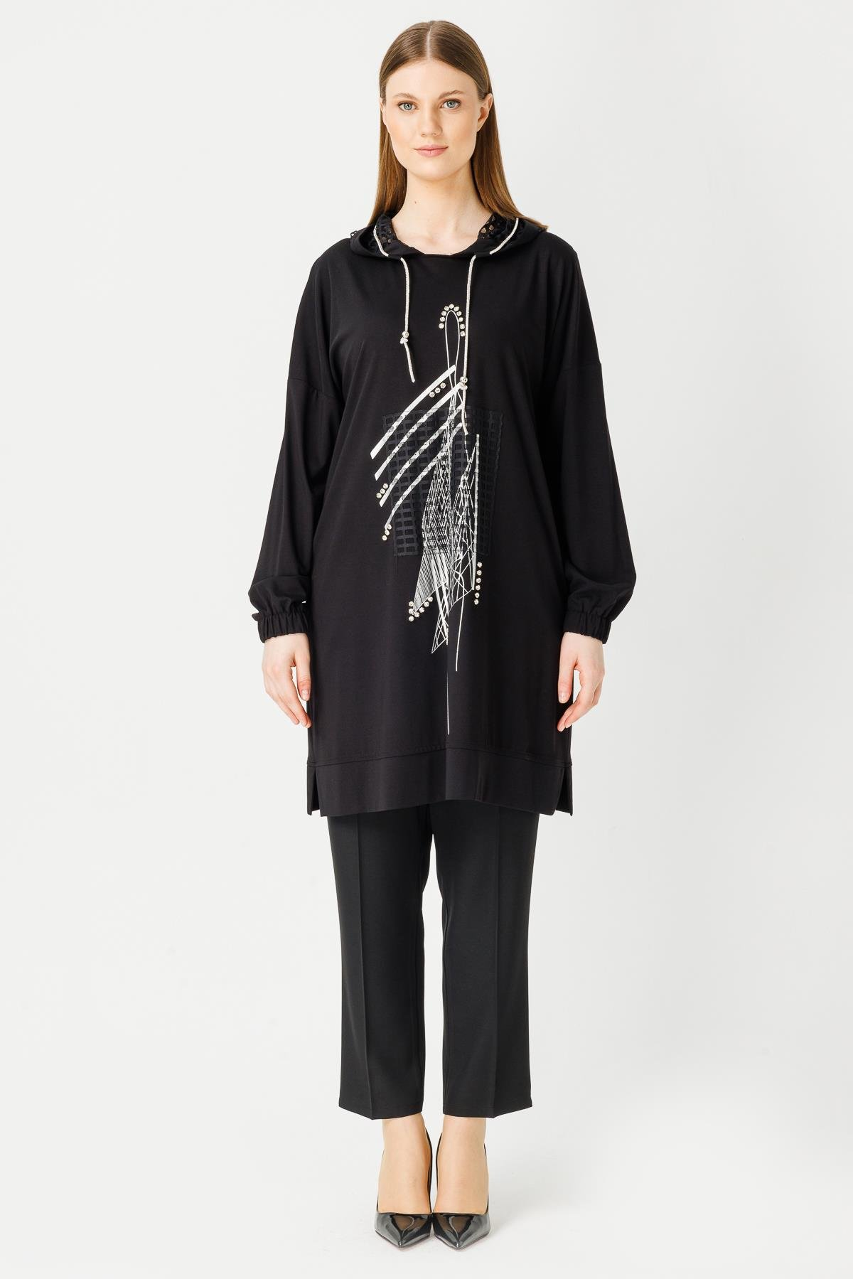 Müsemma Oversize Kapüşonlu Midi Kadın Takım - Minimalist, Günlük Main image