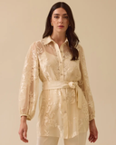 Transparent set with patterned slip blouse by Seçil