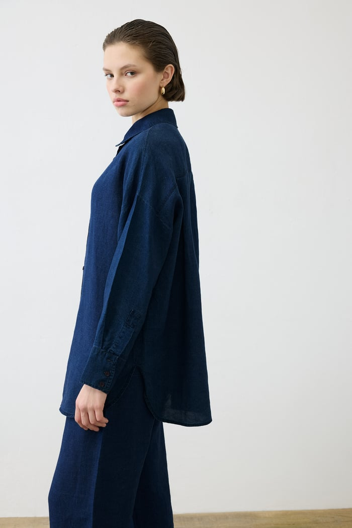 Denim Efektli %100 Keten Pantolonlu Takım Terzi Dükkani Secondary image