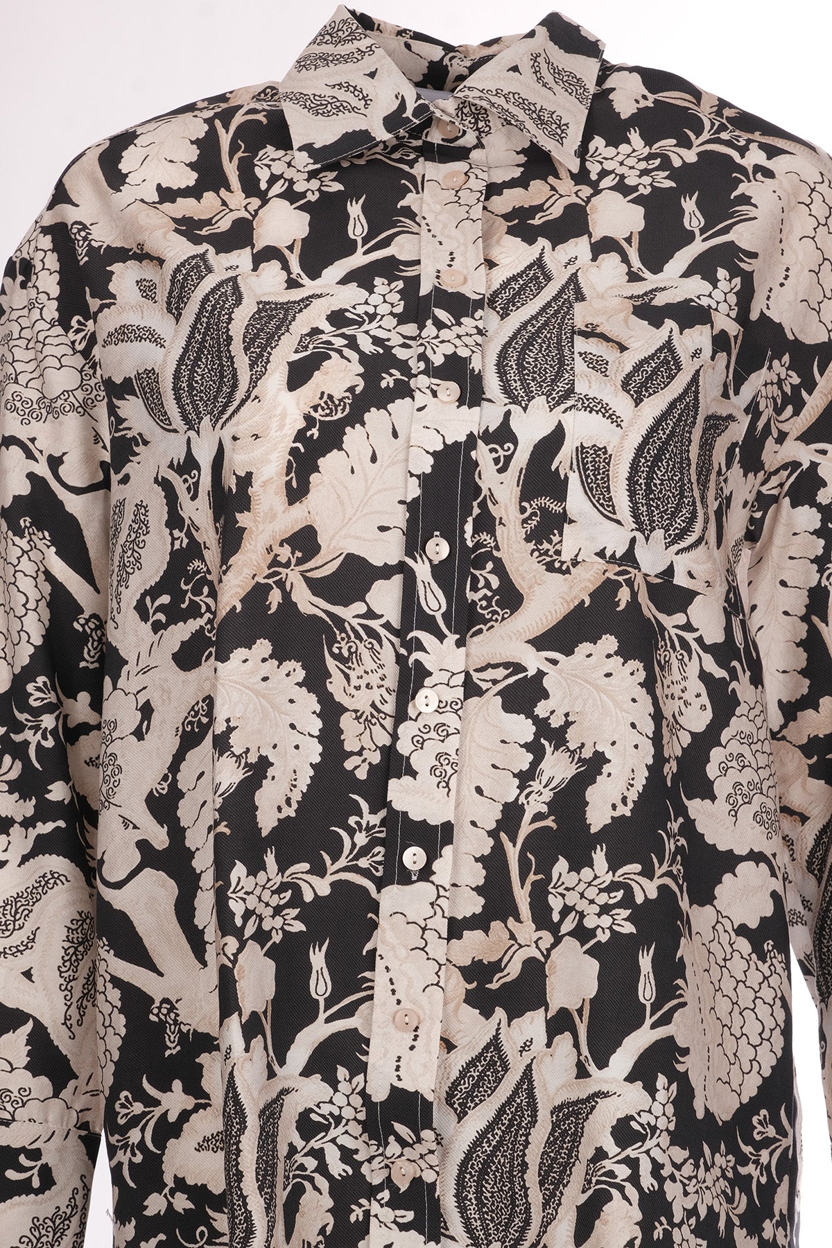 Terzi Dükkanı Oversize Gömlek Yaka Midi Kadın Takım - Vintage Desen Secondary image