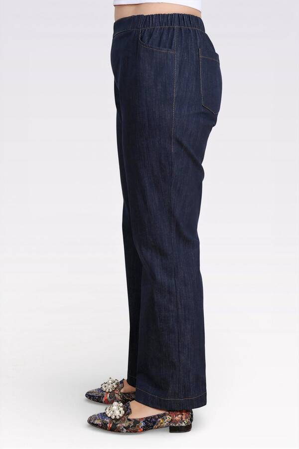 Tolga Saraçoğlu Beli Lastikli Rahat Kesim Boru Paça Denim Pantolon 26YTS30148 Secondary image