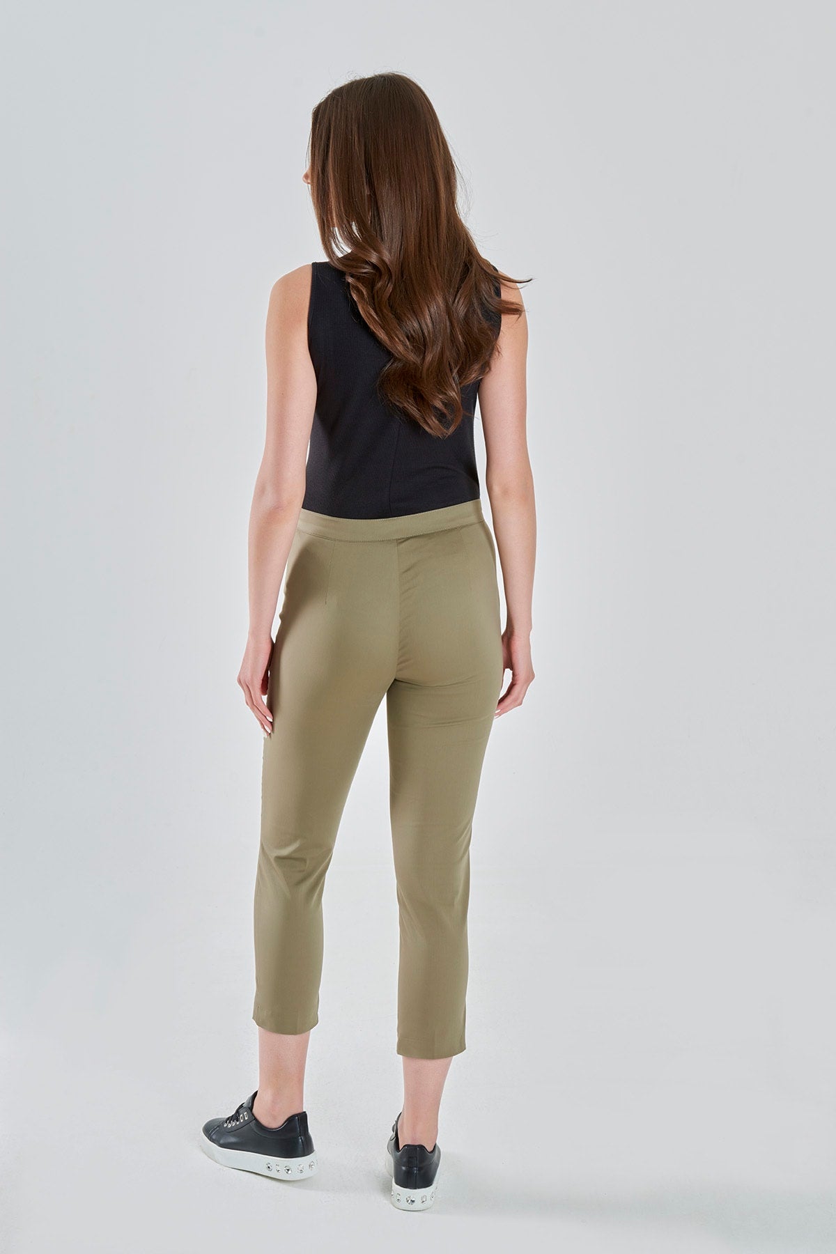 Tolga Saraçoğlu Minimalist Crop Kadın Pantolon - Yüksek Bel, Günlük Stil