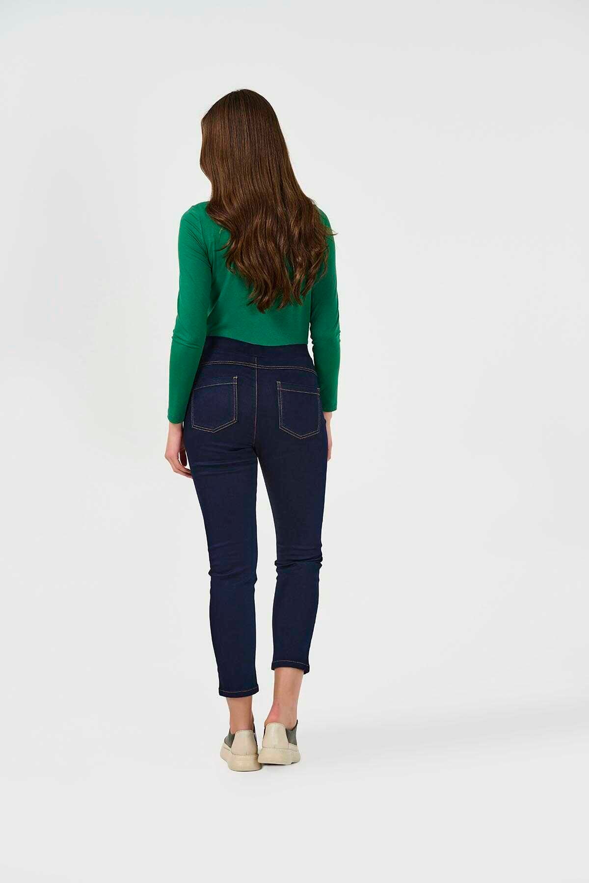 Tolga Saraçoğlu Minimalist Midi Jean Pantolon - Yüksek Bel Esnek