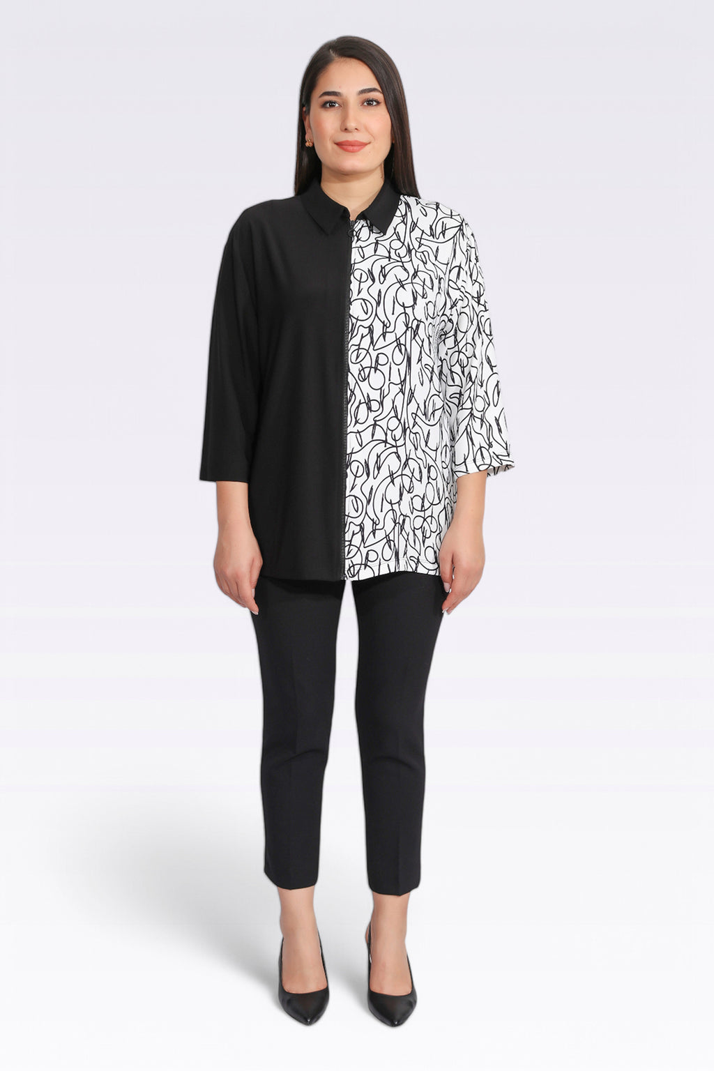 Tolga Saraçoğlu Oversize 3/4 Kol Gömlek Yaka Kadın Ceket - Minimalist Stil