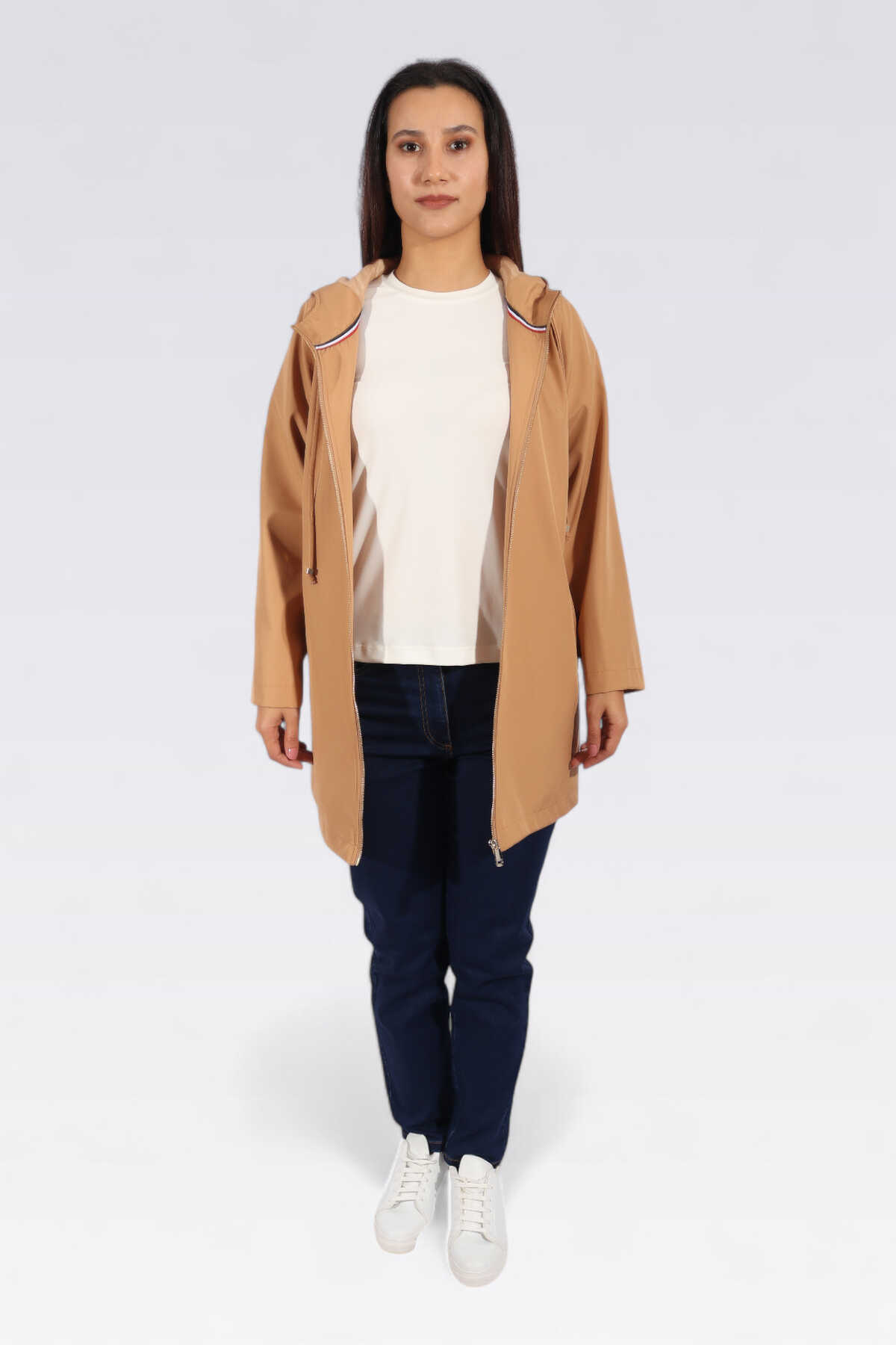 Tolga Saraçoğlu Kapüşonlu Midi Trençkot - Minimalist & Oversize Main image