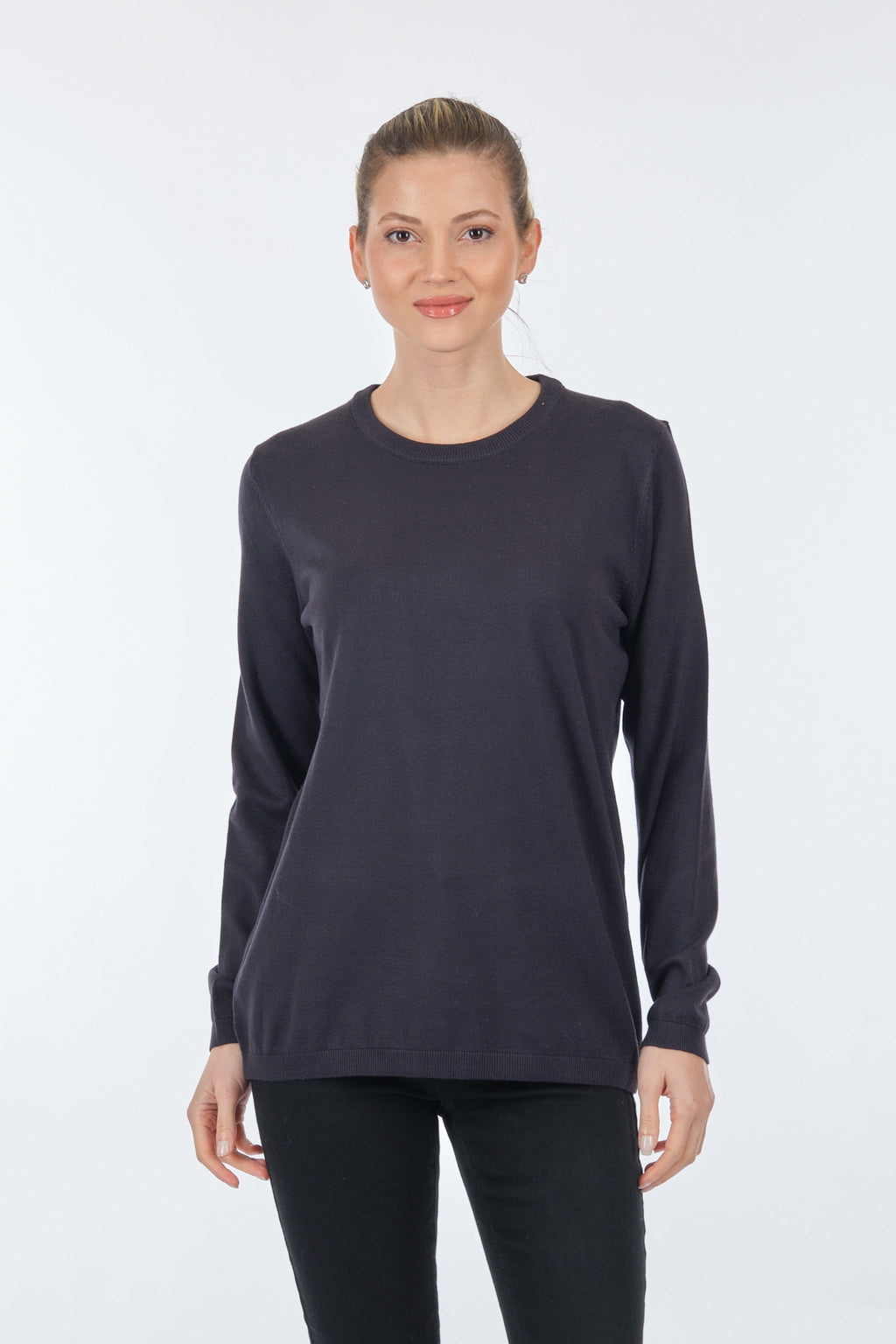 Desen Minimalist Oversize Kadın Triko - Uzun Kollu Yuvarlak Yaka