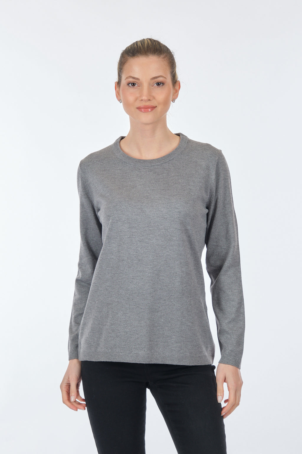 Desen Minimalist Oversize Kadın Triko - Uzun Kollu Yuvarlak Yaka